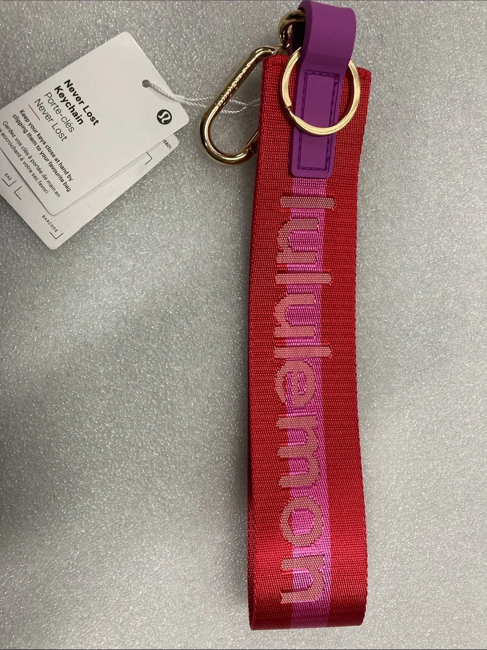lululemon athletica Red and Purple Never Lost Keychain Wristlet